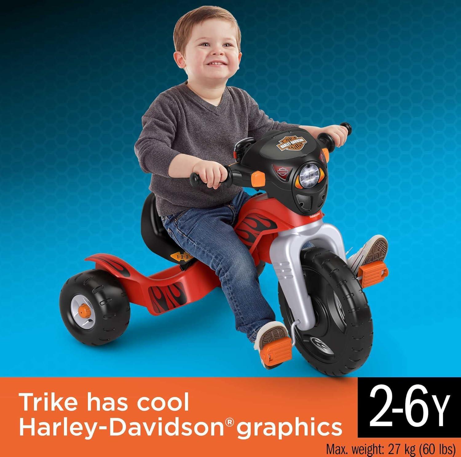 imageFisherPrice Toddler Tricycle HarleyDavidson Lights amp Sounds Trike Toy Bike with Adjustable Seat amp Storage for Outdoor Play Kids Ages 2 Years Amazon Exclusive