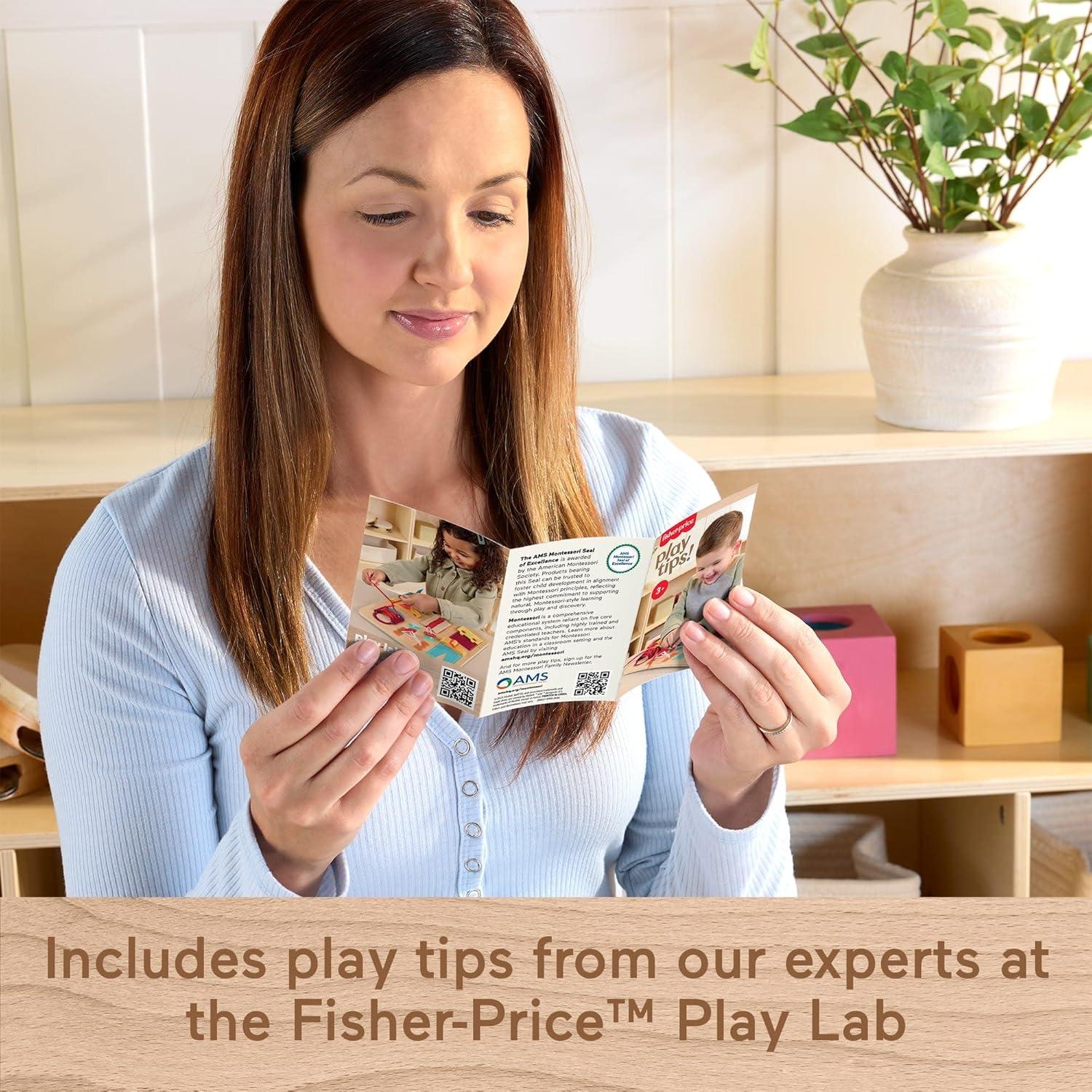 imageFisherPrice Wood Montessori Toy Dressing Board American Montessori Society Seal of Excellence Early Life Skills Learning Busy Activity for Preschool Kids Ages 3 Years Amazon Exclusive