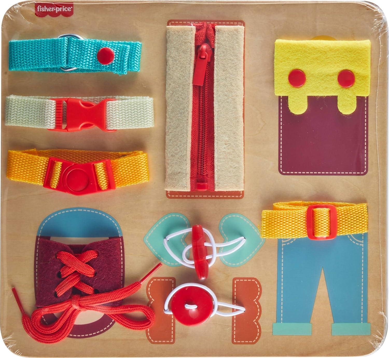 imageFisherPrice Wood Montessori Toy Dressing Board American Montessori Society Seal of Excellence Early Life Skills Learning Busy Activity for Preschool Kids Ages 3 Years Amazon Exclusive