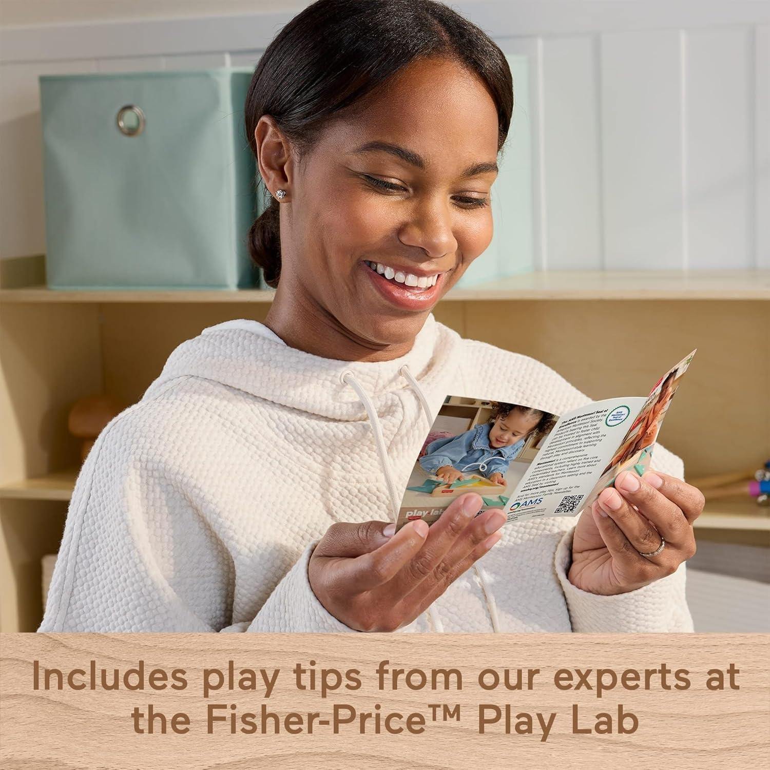 imageFisherPrice Wood Montessori Toy Triangle Puzzle American Montessori Society Seal of Excellence 10Piece Wooden Learning Activity amp Expert Play Tips for Kids Ages 3 Years Amazon Exclusive