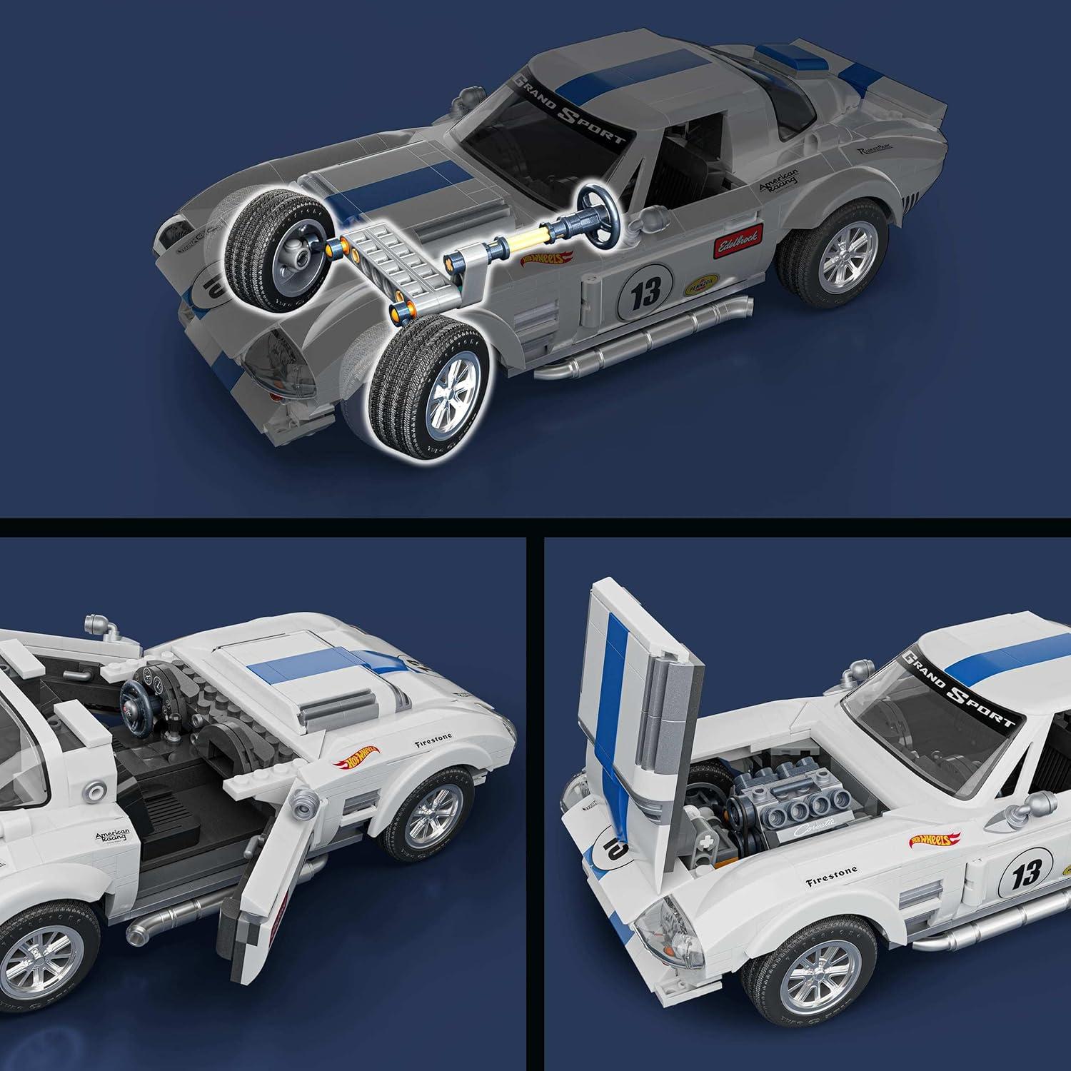 imageMattel Brick Shop Hot Wheels Elite Series Building Set Corvette Grand Sport with 918 Pieces Realistic Details and Custom Decals Adult Collectors and Kids Ages 10