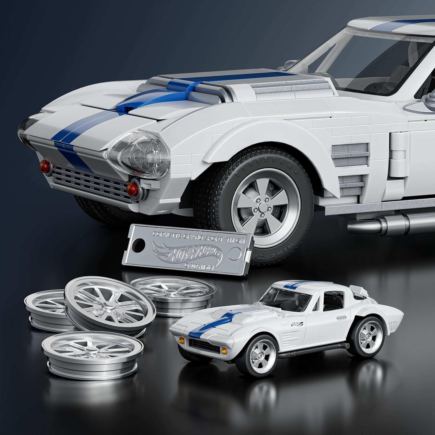 imageMattel Brick Shop Hot Wheels Elite Series Building Set Corvette Grand Sport with 918 Pieces Realistic Details and Custom Decals Adult Collectors and Kids Ages 10