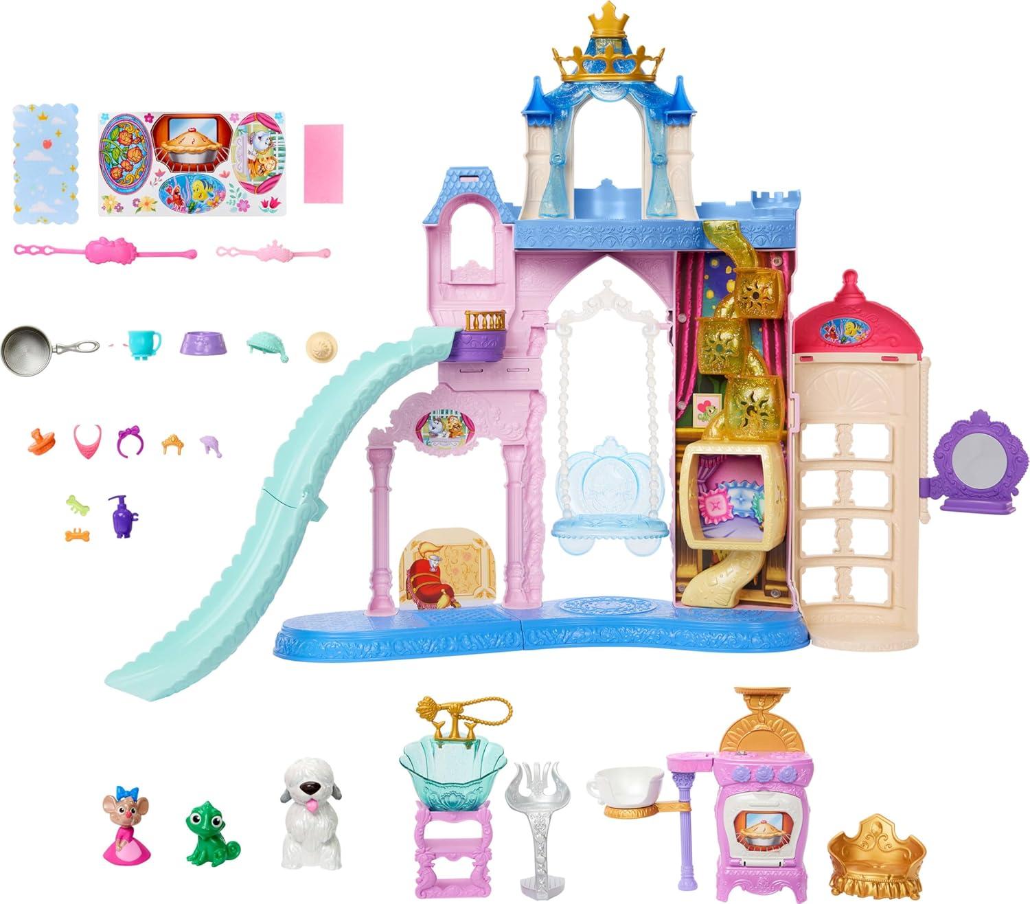 imageMattel Disney Princess Pet Castle Playset with 7 Play Areas 3 Animal Friends Furniture amp 17 Accessories 2 ft Tall Pet Palace Inspired by Movies