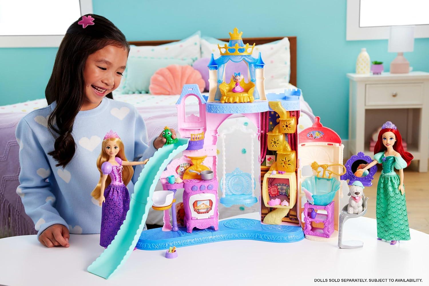 imageMattel Disney Princess Pet Castle Playset with 7 Play Areas 3 Animal Friends Furniture amp 17 Accessories 2 ft Tall Pet Palace Inspired by Movies