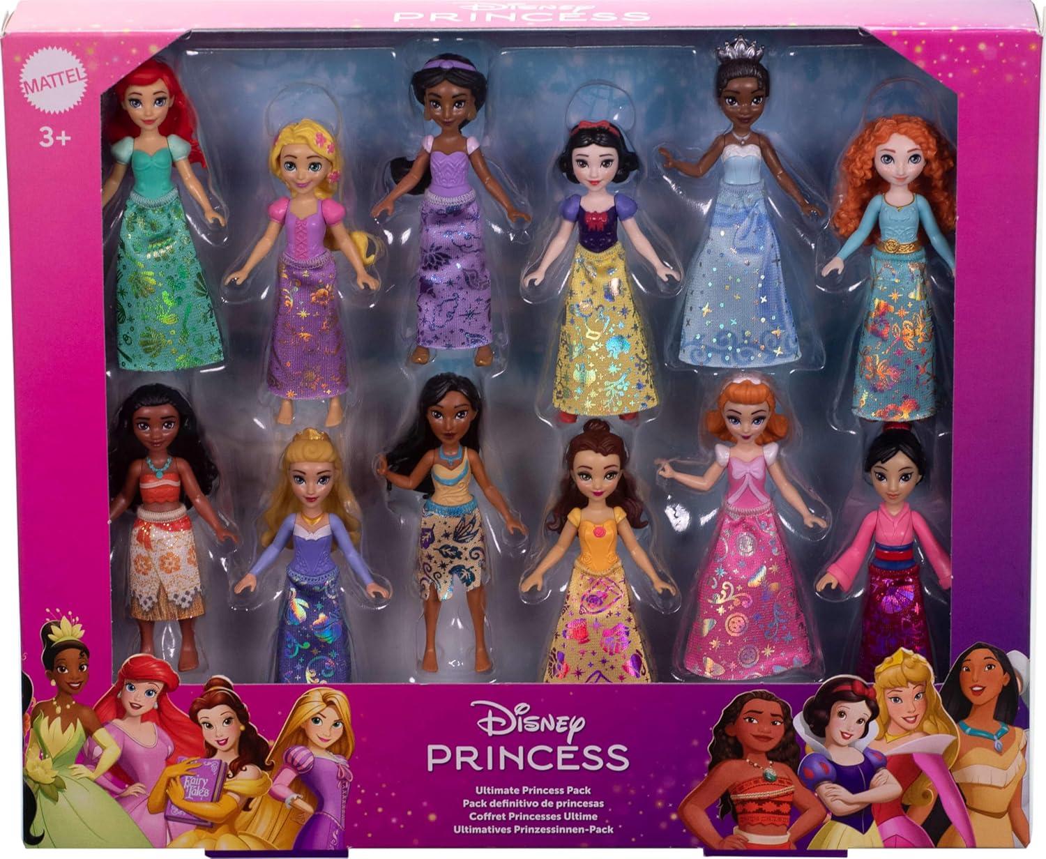 imageMattel Disney Princess Toys Ultimate Princess Pack with 12 Small Posable Dolls in Signature Outfits Collectibles Inspired by Disney Movies12pack