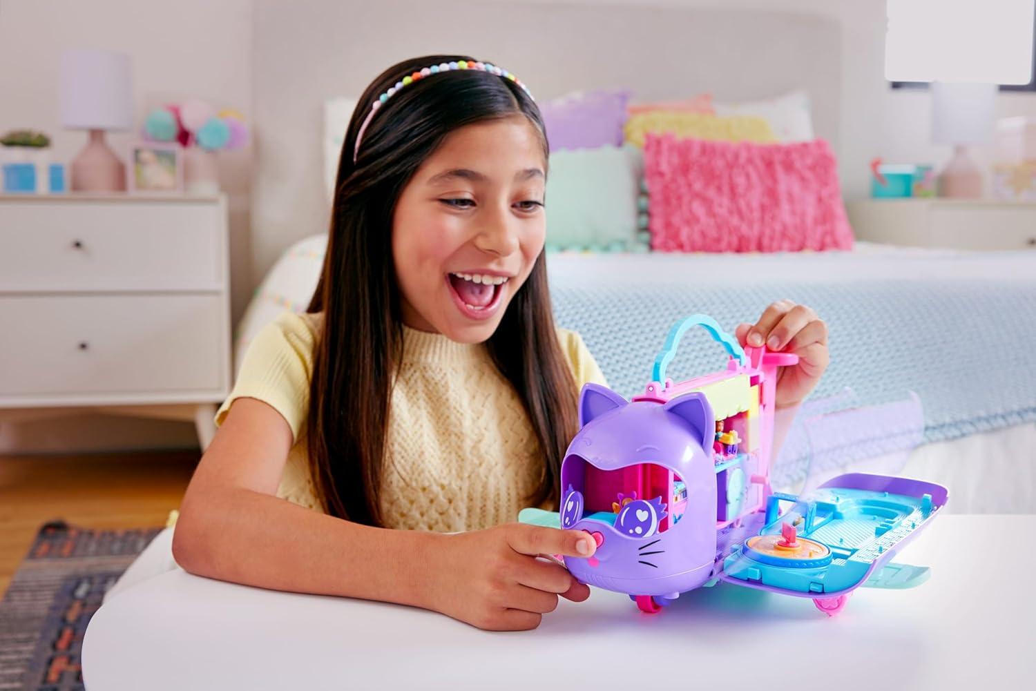 imagePolly Pocket Dolls and Playset Kitty Airways Airplane Travel Toy with 2 Micro Dolls and Pet Spinning Stage and Accessories Amazon Exclusive