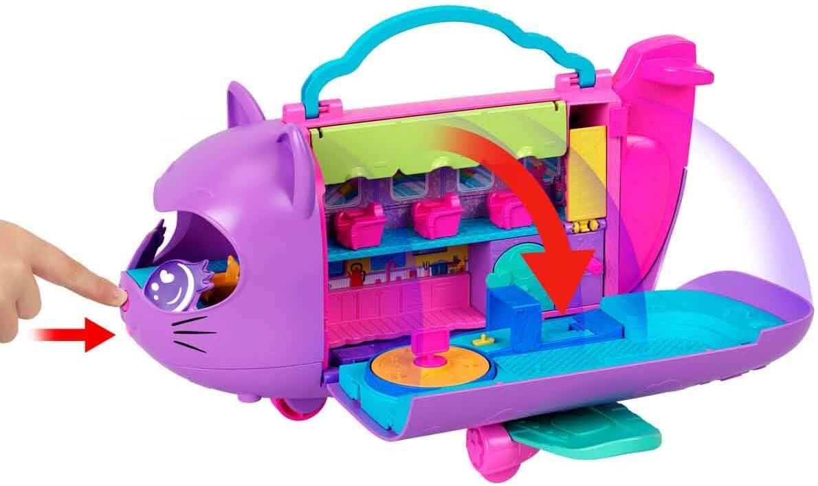 imagePolly Pocket Dolls and Playset Kitty Airways Airplane Travel Toy with 2 Micro Dolls and Pet Spinning Stage and Accessories Amazon Exclusive