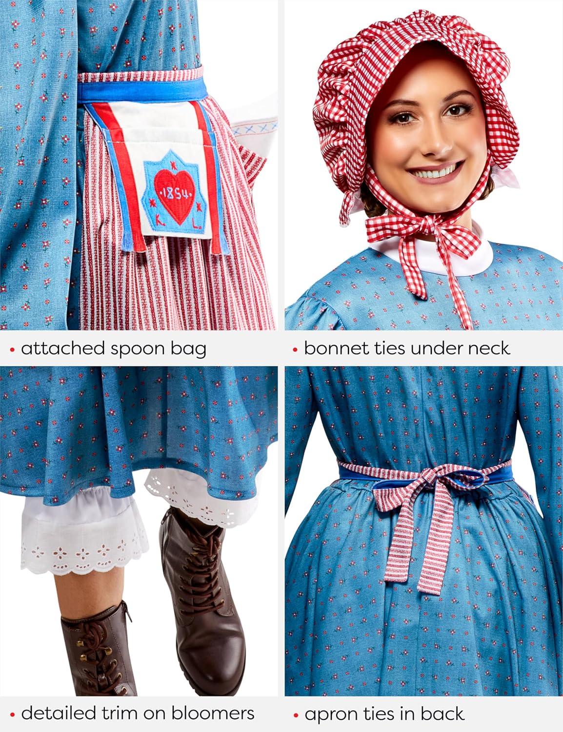 imageRubies American Girl Womens Kirsten Larson Costume Dress and Bonnet Set