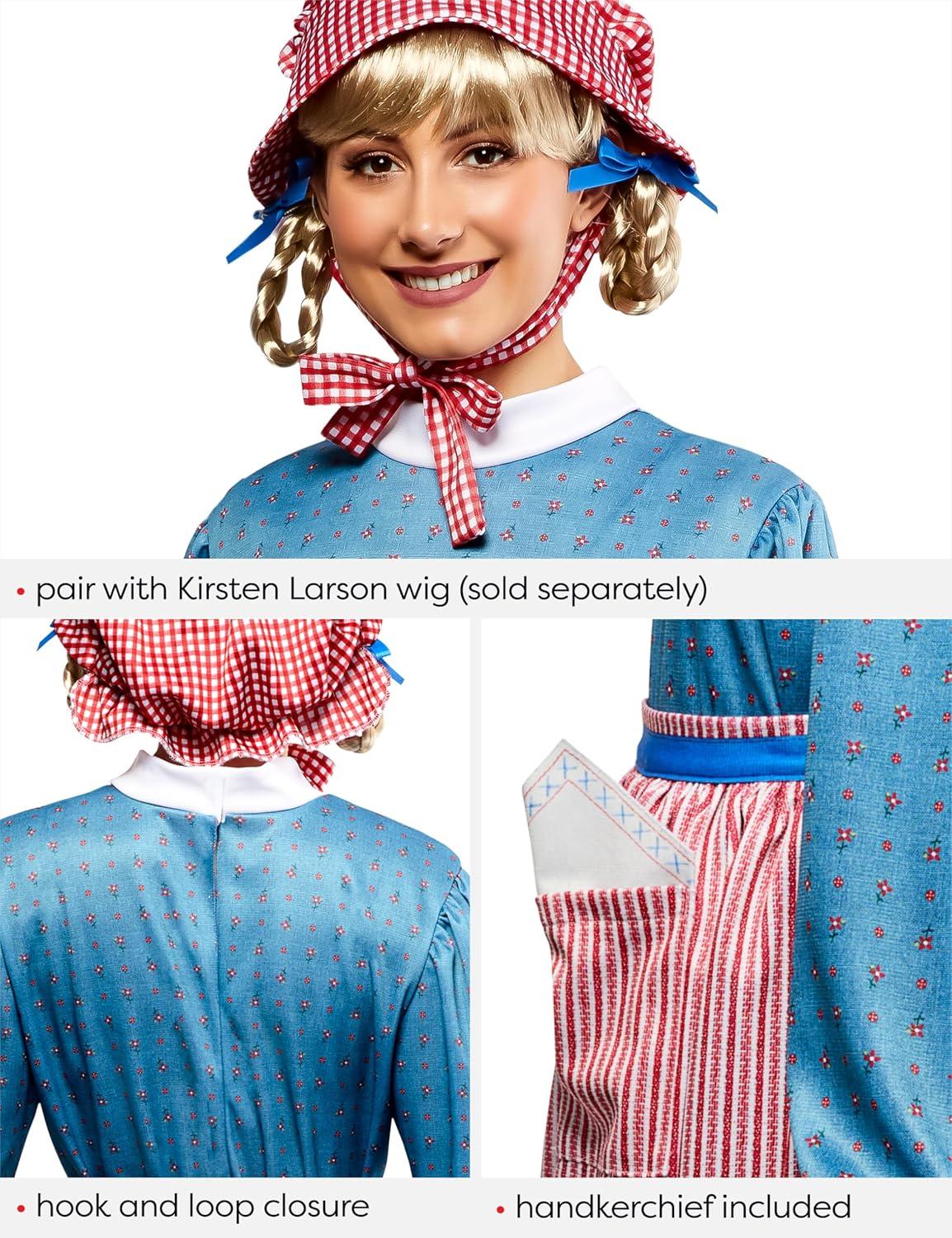 imageRubies American Girl Womens Kirsten Larson Costume Dress and Bonnet Set