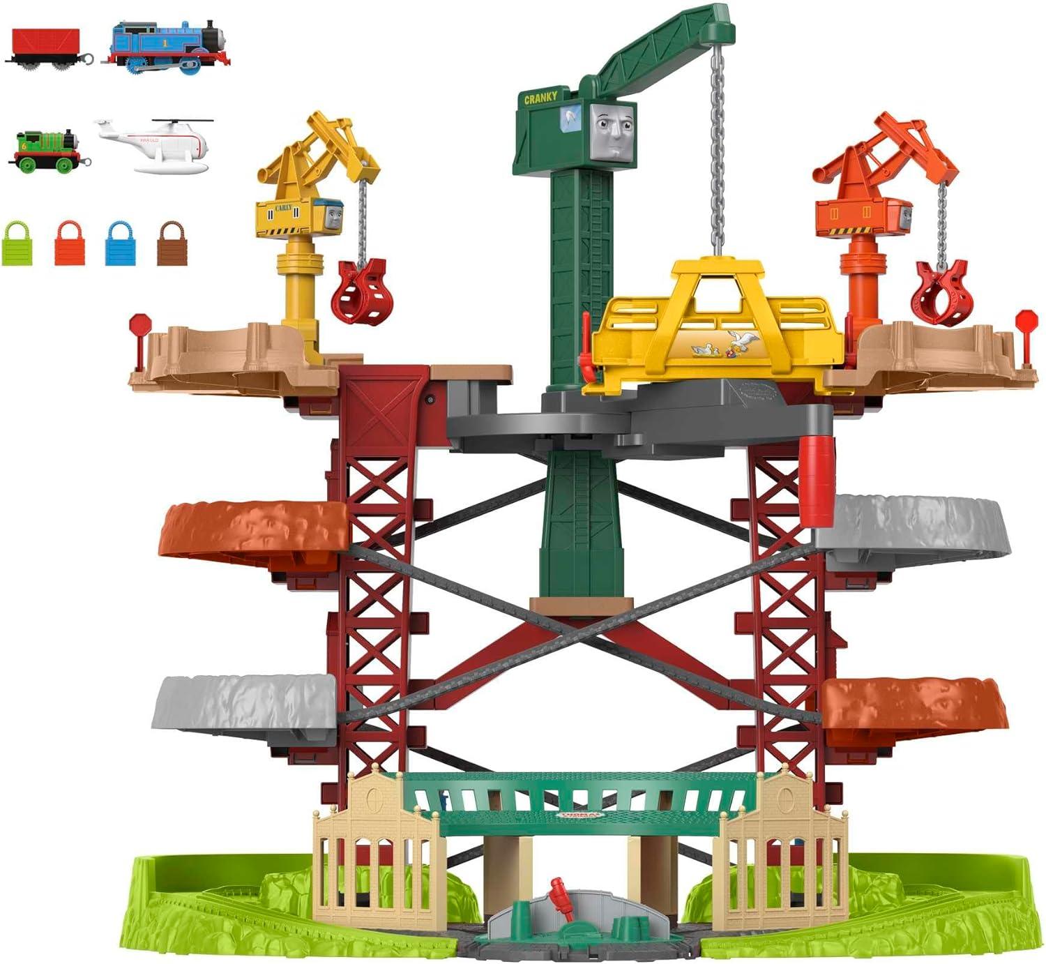 imageThomas amp Friends MultiLevel Toy Track Set Trains amp Cranes Super Tower 25 Ft Tall with 3 Characters for Preschool Kids Ages 3 Years Amazon ExclusiveAction Station