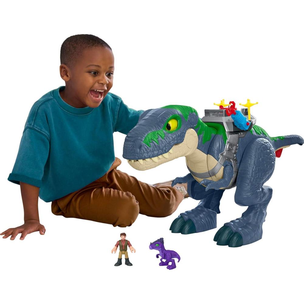imageFisherPrice Imaginext Jurassic World Rebirth Dinosaur Playset Ultimate Action Chomp T rex 18inch Dino Toy with Lights Sounds Motion amp 2 3inch Action Figures