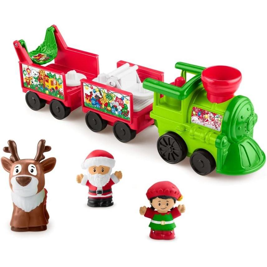 imageFisherPrice Little People Toddler Toy Musical Christmas Train with Santa Elf amp Reindeer Figures for Pretend Play Kids Ages 1 Years