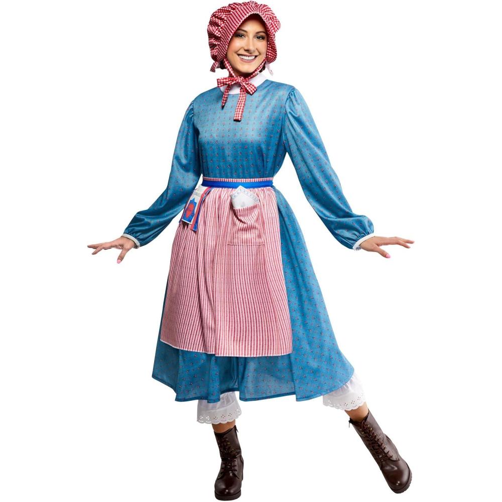 imageRubies American Girl Womens Kirsten Larson Costume Dress and Bonnet Set