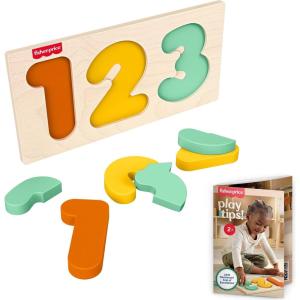 Fisher-Price Wood Montessori Toy 1-2-3 Puzzle, American Montessori Society Seal of Excellence, 6-Piece Wooden Learning Activity & Expert Play Tips for Toddlers & Kids Ages 2+ Years (Amazon Exclusive)