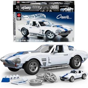 Mattel Brick Shop Hot Wheels Elite Series Building Set, Corvette Grand Sport with 918 Pieces, Realistic Details and Custom Decals, Adult Collectors and Kids Ages 10+