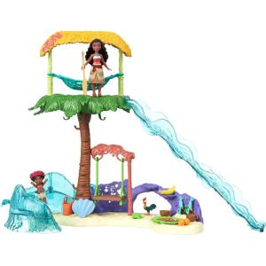 Mattel Disney Moana 2 Toys, Moana’s Island Adventure Playset with Moana & Simea Small Dolls, 2 Character Friends, 5 Play Areas & 8 Accessories
