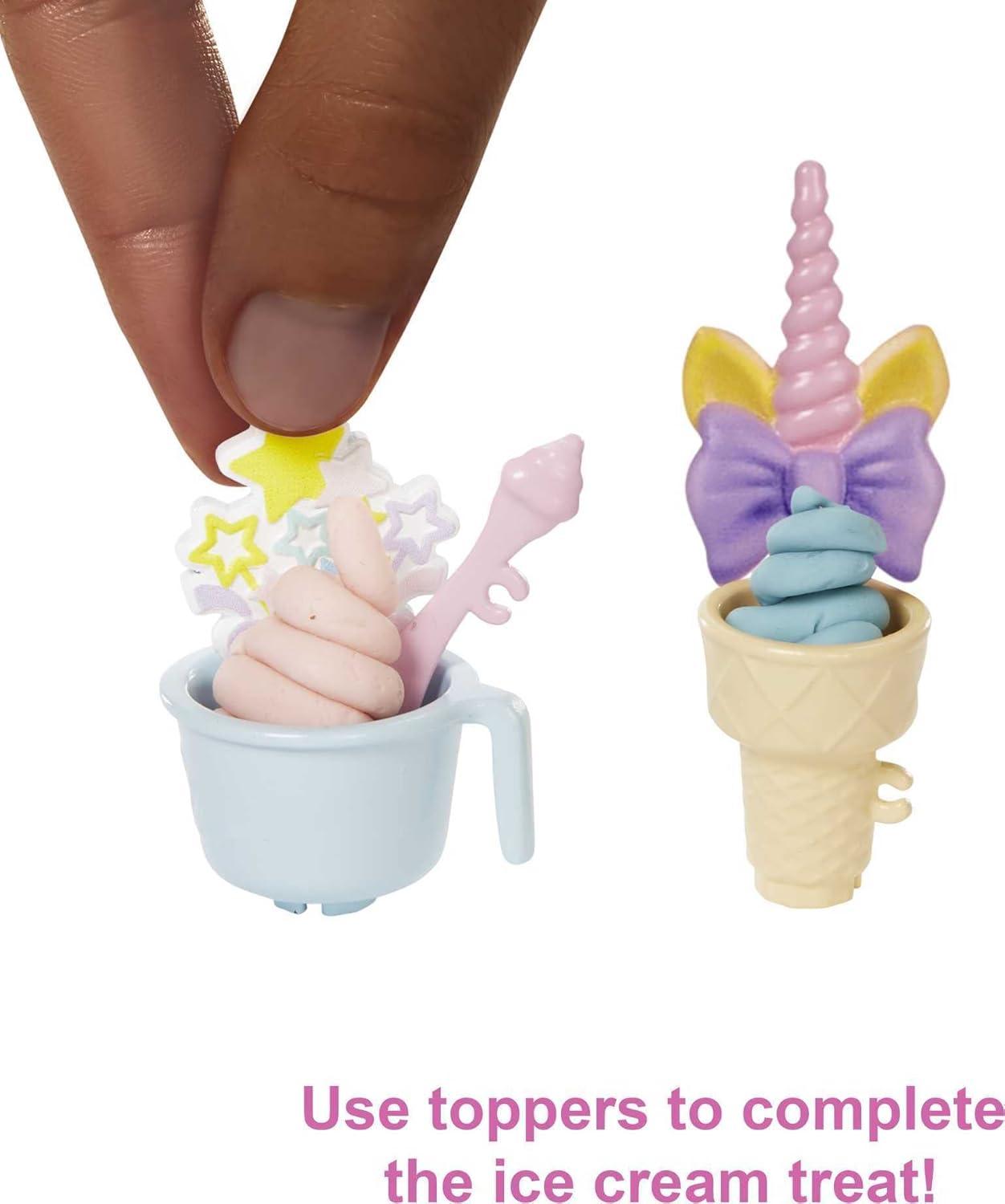 imageBarbie Careers Playset Ice Cream Shop Set with Blonde Fashion Doll Ice Cream Machine Molds Dough amp AccessoriesMulticolor