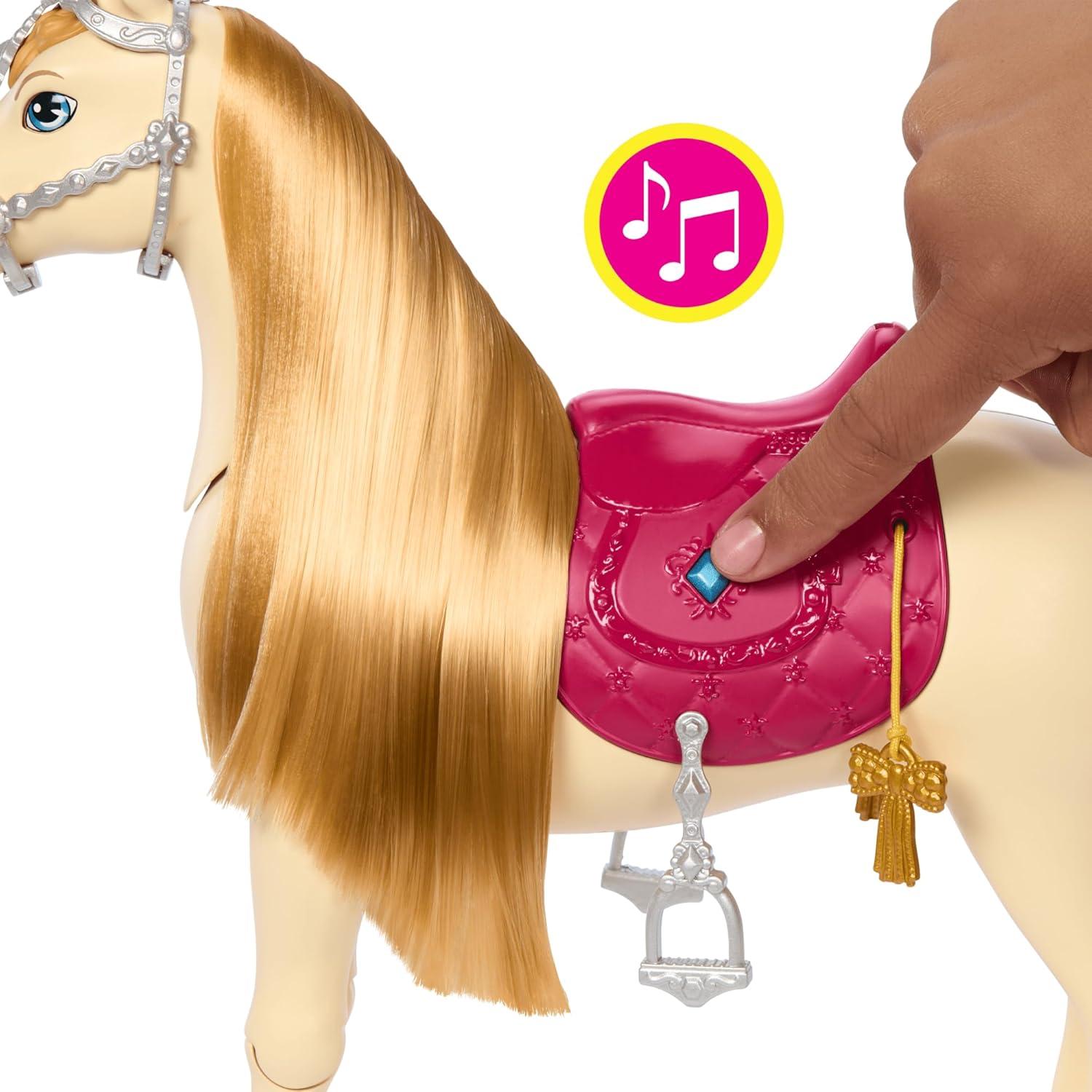 imageBarbie Horse with Sounds Music amp Accessories Inspired The Great Horse Chase Toy Moves Dances amp Blinks Eyes