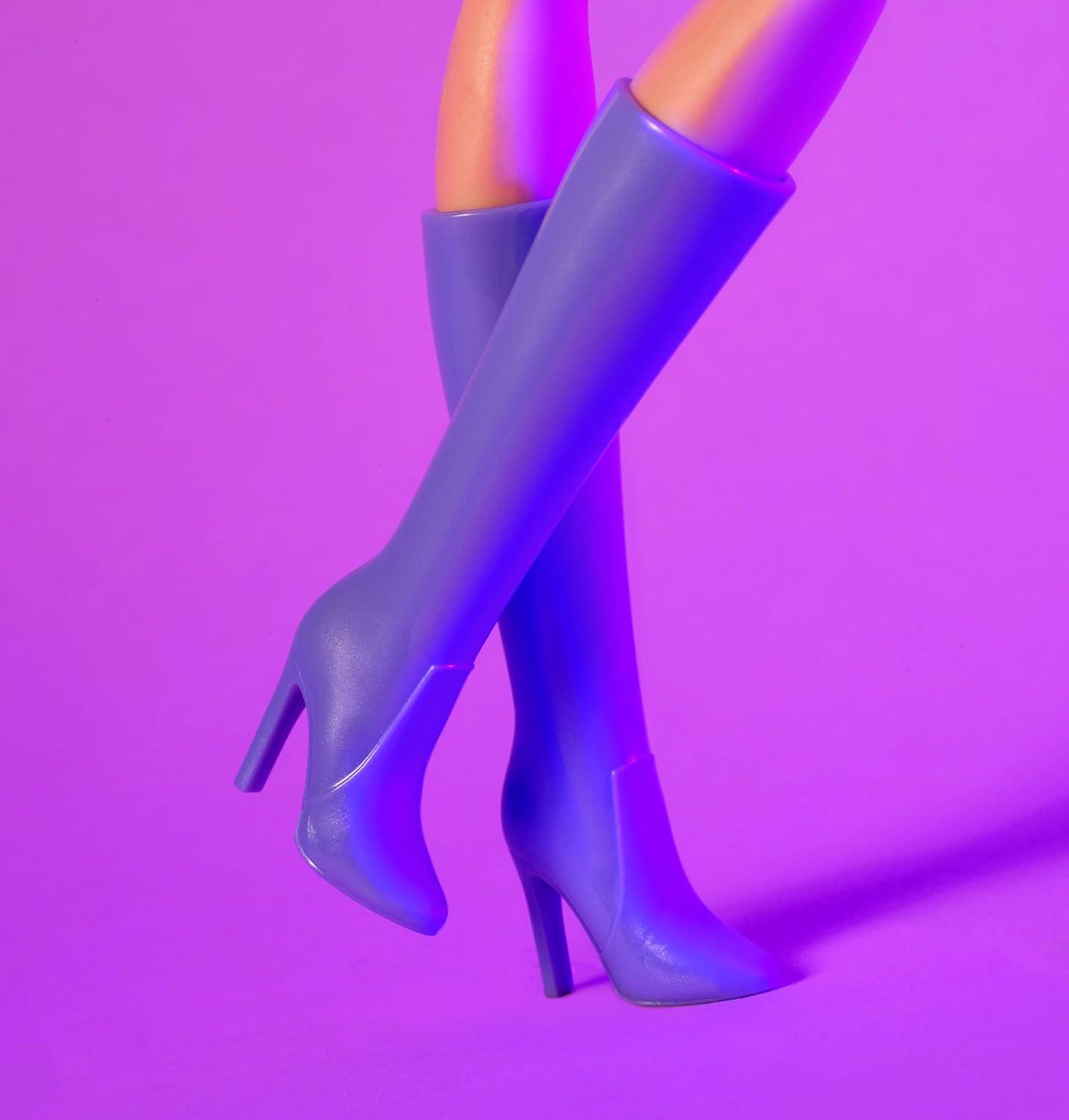 imageBarbie Looks Doll Collectible No 20 with Red Hair amp Modern Y2K Fashion Lavender Top amp FauxLeather Skirt with KneeHigh Boots