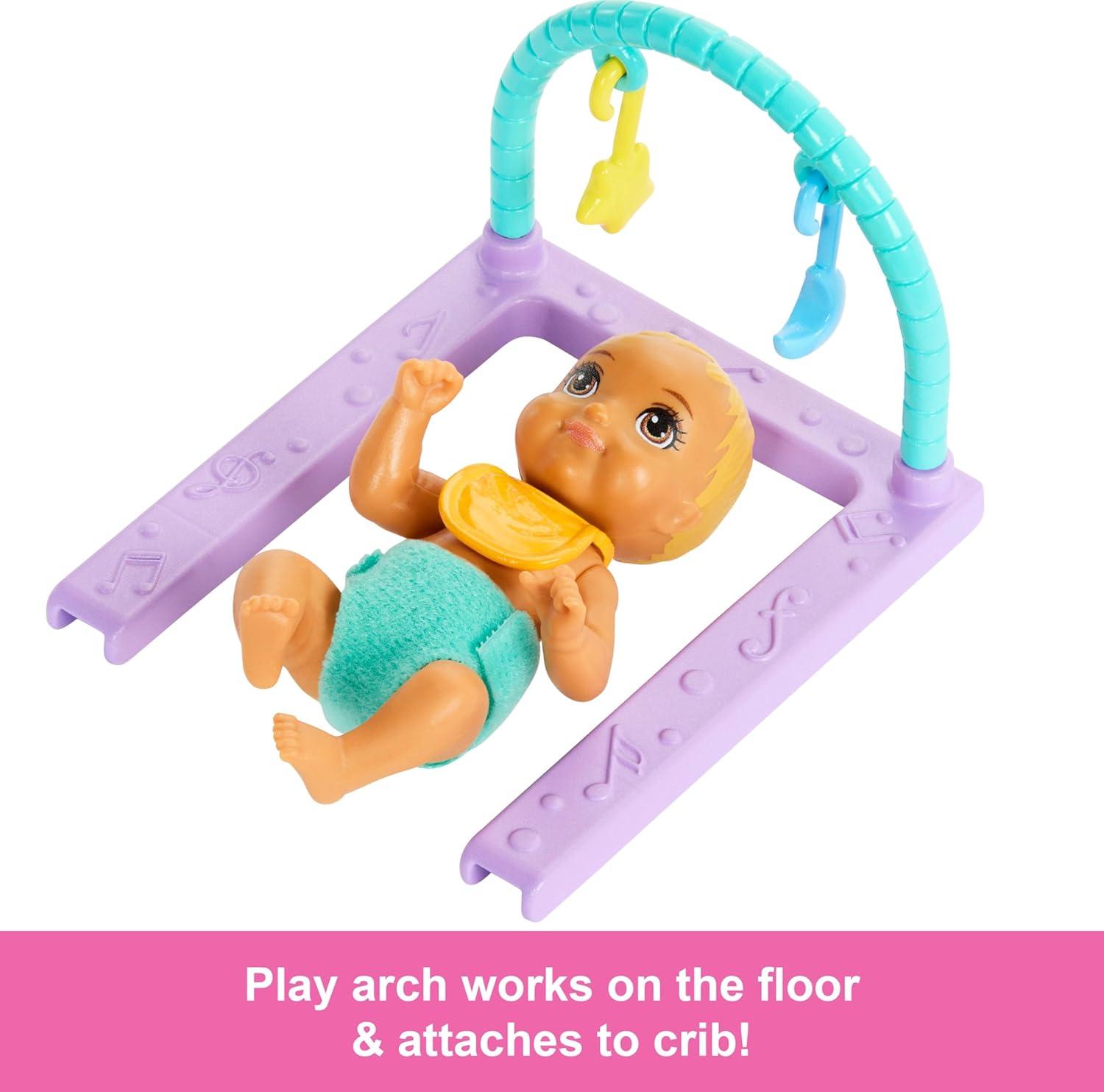 imageBarbie Skipper Doll amp Nursery Playset with Accessories Includes Twin Baby Dolls 1 Crib 1 Swing 1 SeeSaw amp More