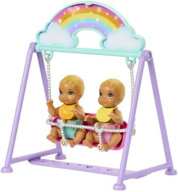 imageBarbie Skipper Doll amp Nursery Playset with Accessories Includes Twin Baby Dolls 1 Crib 1 Swing 1 SeeSaw amp More