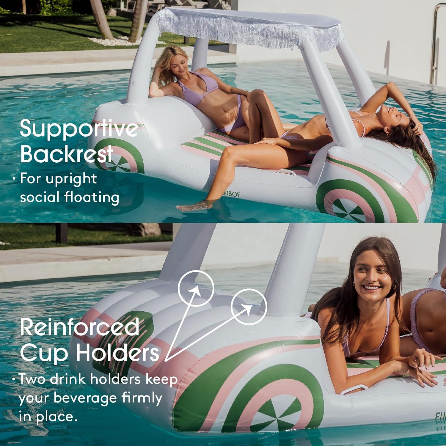 imageFUNBOY amp Malibu Barbie Luxury Inflatable Golf Cart Summer Pool Float Land or Water Inflatable with Cup HolderGolf Cart