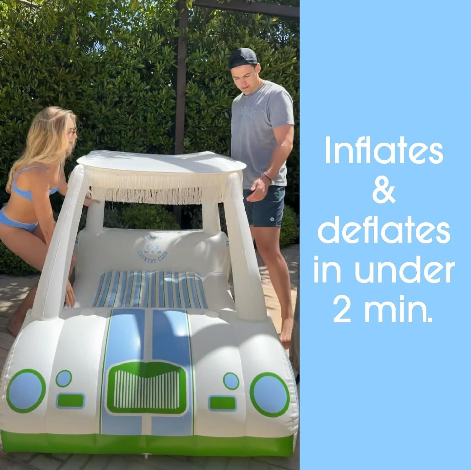 imageFUNBOY amp Malibu Barbie Luxury Inflatable Golf Cart Summer Pool Float Land or Water Inflatable with Cup HolderWhite