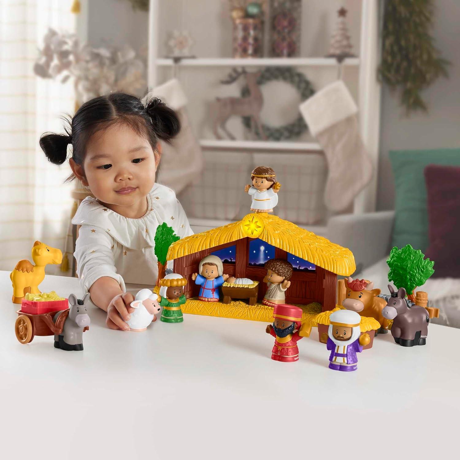imageFisherPrice Little People Toddler Toy Nativity Set with Music Lights amp 18 Pieces for Christmas Pretend Play Kids Ages 1 Years