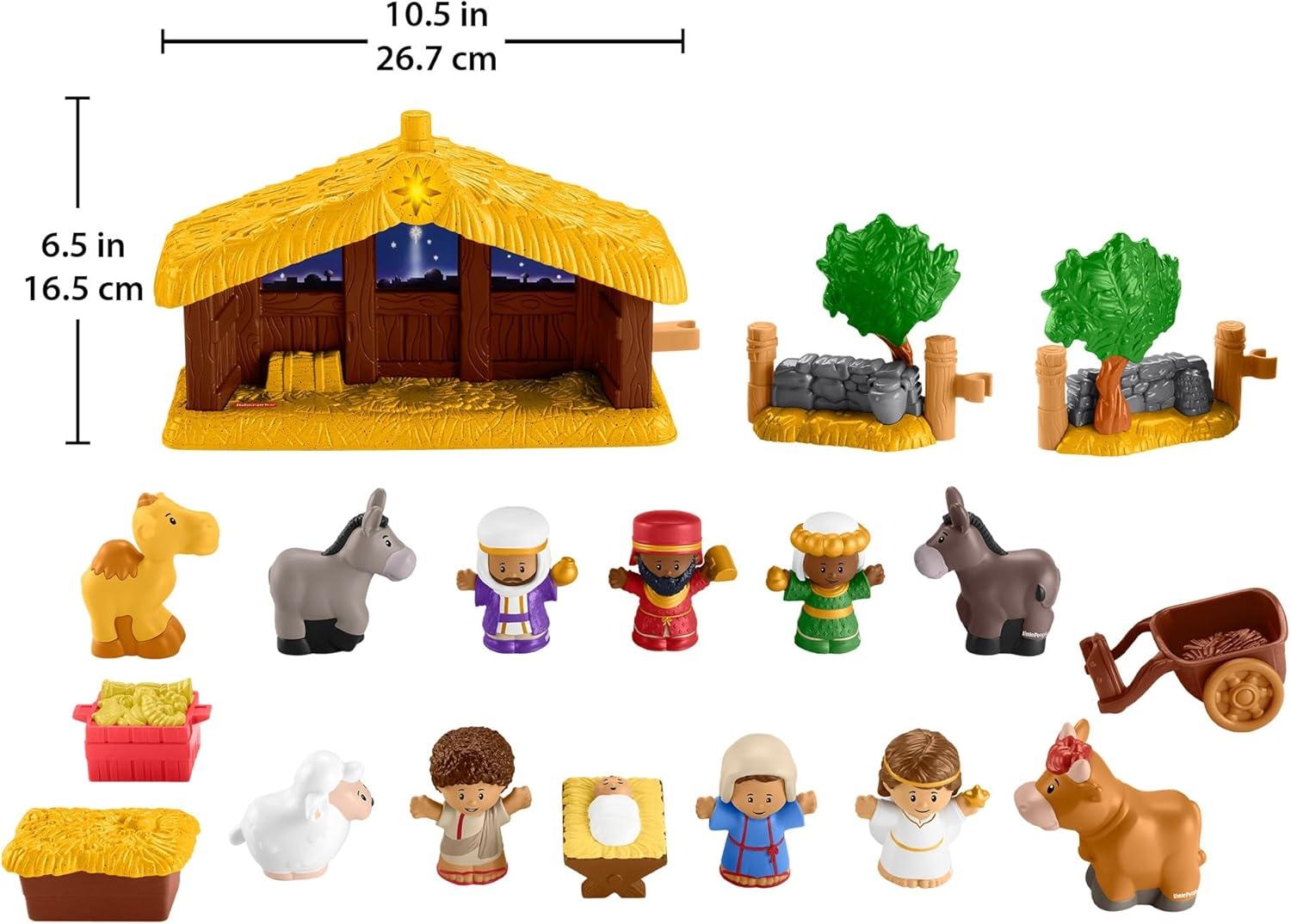 imageFisherPrice Little People Toddler Toy Nativity Set with Music Lights amp 18 Pieces for Christmas Pretend Play Kids Ages 1 Years