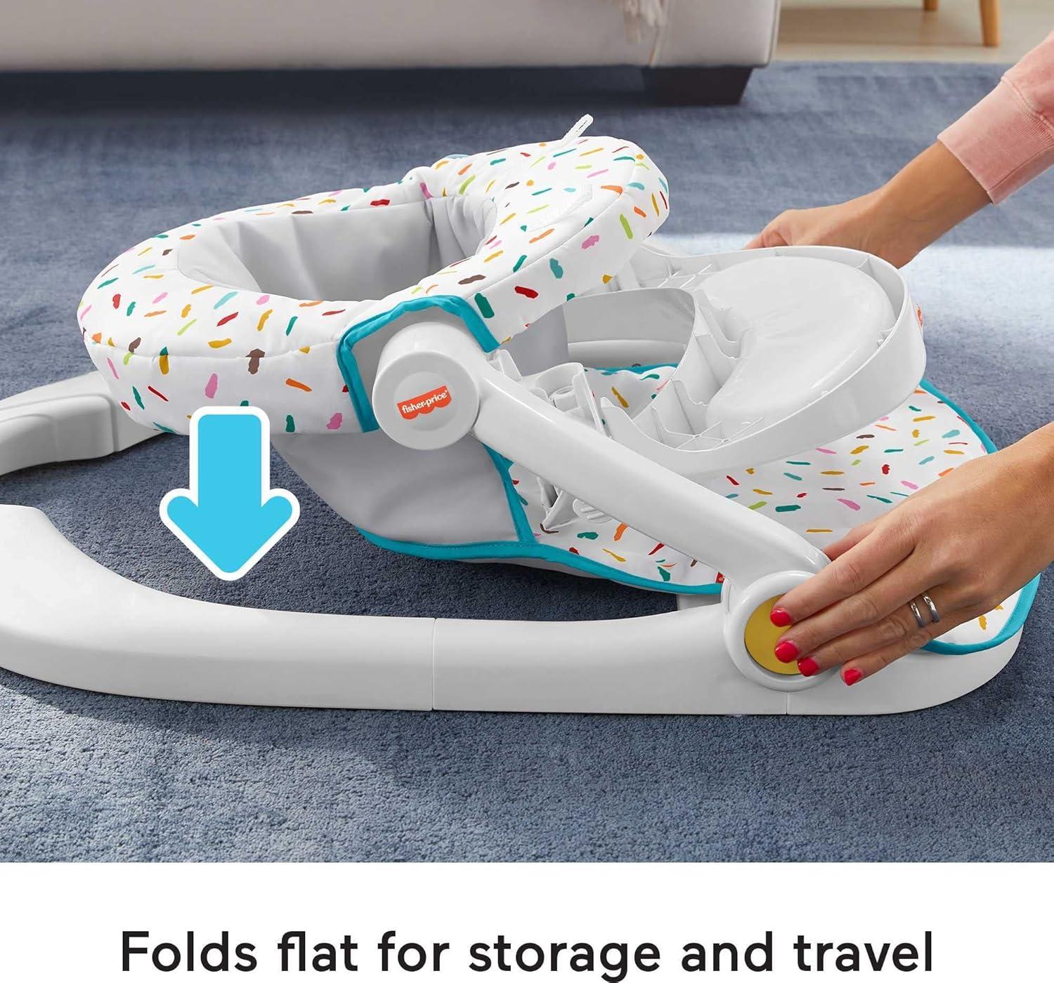 imageFisherPrice Portable Baby Chair Deluxe SitMeUp Floor Seat with Snack Tray Newborn Activity Toys amp Rainbow Sprinkles Washable Pad