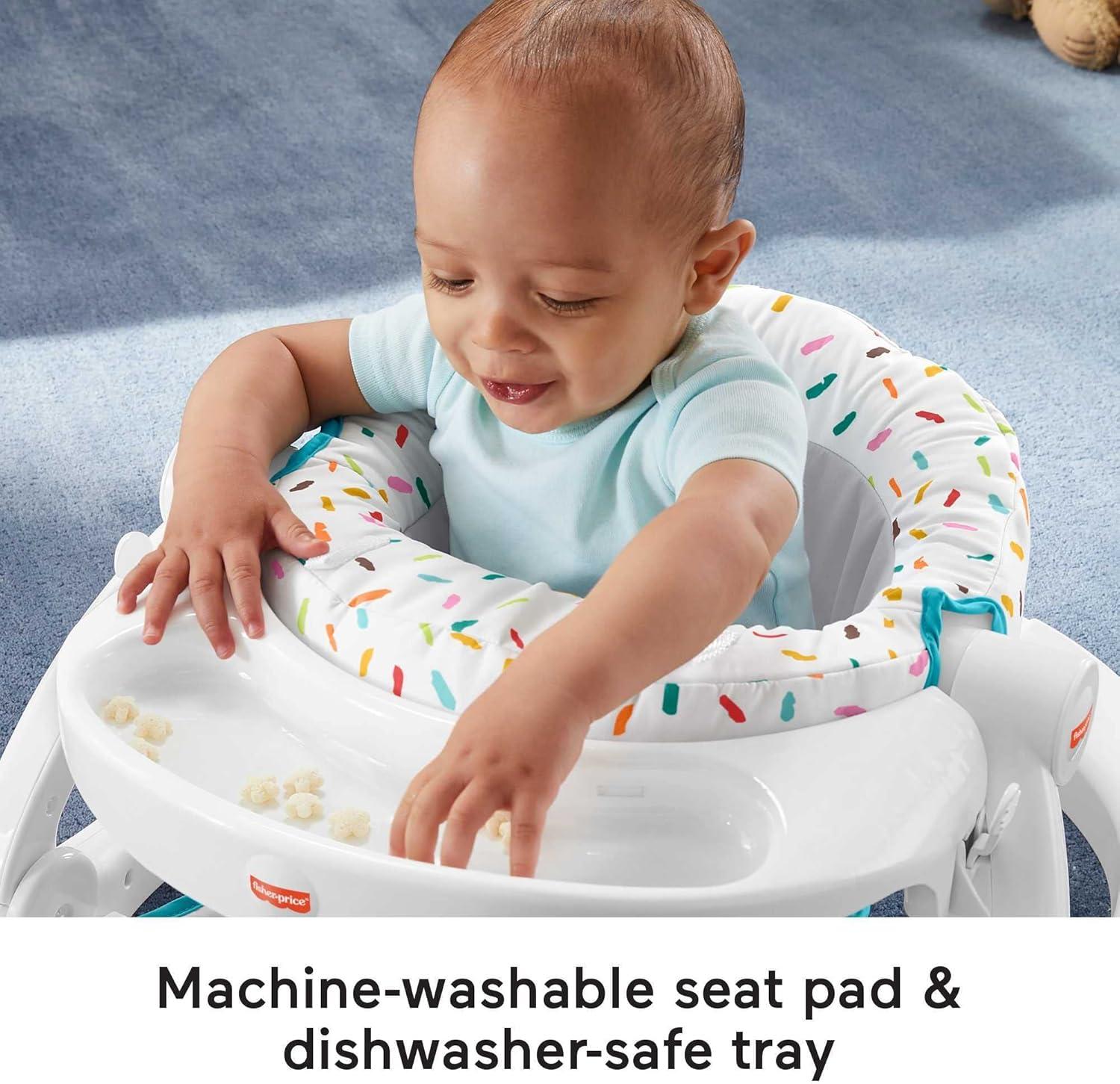 imageFisherPrice Portable Baby Chair Deluxe SitMeUp Floor Seat with Snack Tray Newborn Activity Toys amp Rainbow Sprinkles Washable Pad