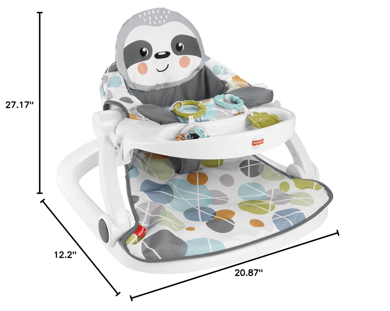 imageFisherPrice Portable Baby Chair SitMeUp Floor Seat with Snack Tray Newborn Sensory Activity Toys amp Plush Cute Sloth Washable Pad2717 x 2087 x 122 Inch