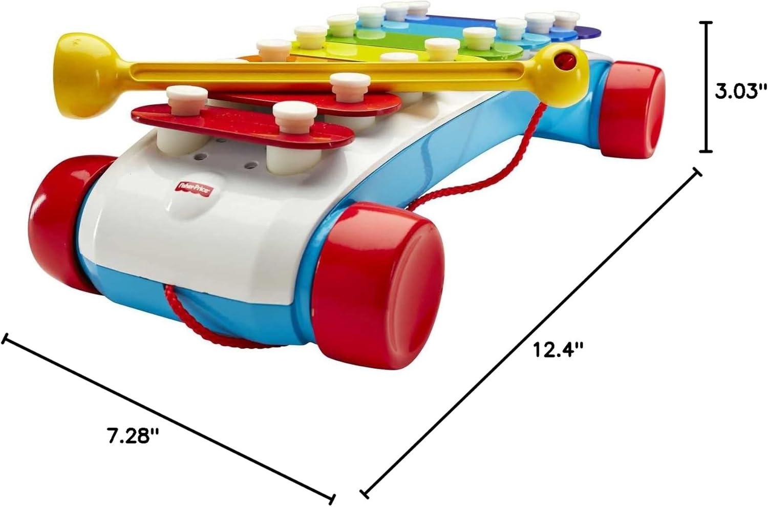 imageFisherPrice Toddler Pull Toy Classic Xylophone Pretend Musical Instrument with Mallet for Preschool Kids Ages 18 MonthsSet