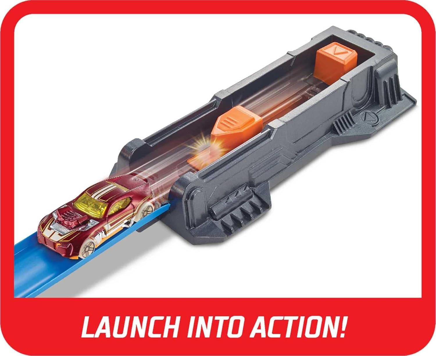 imageHot Wheels Track Set and Toy Car LargeScale Motorized Track with 3 Corkscrew Loops 3 Crash Zones and Toy Storage Amazon ExclusiveStandard