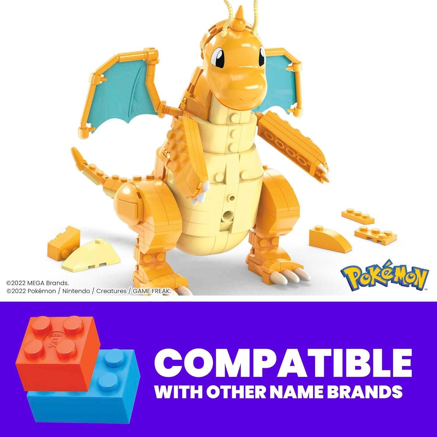 imageMEGA Pokmon Building Toys Set Dragonite with 387 Pieces Articulated and Poseable with Motion 7 Inches Tall for KidsDragonite