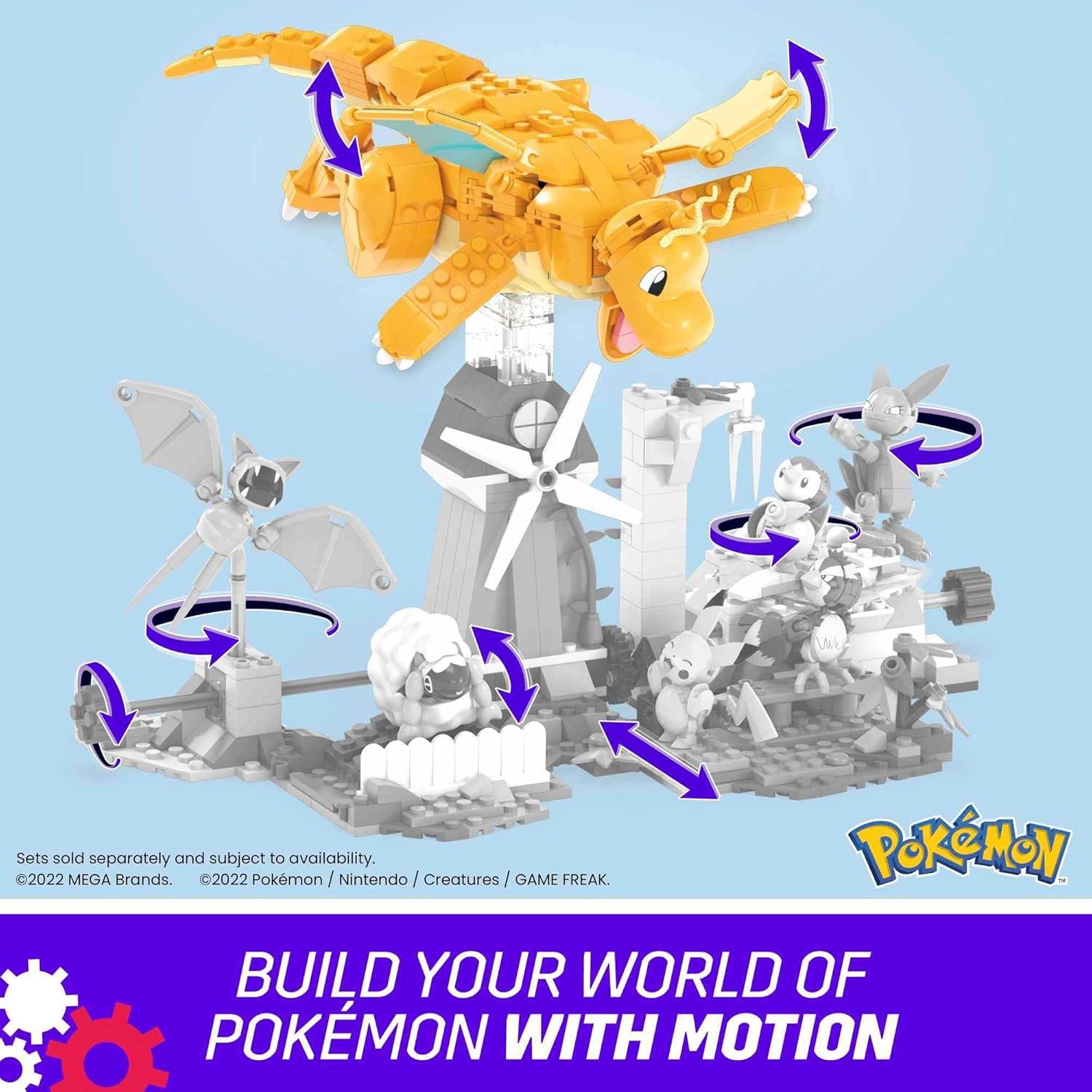 imageMEGA Pokmon Building Toys Set Dragonite with 387 Pieces Articulated and Poseable with Motion 7 Inches Tall for KidsDragonite