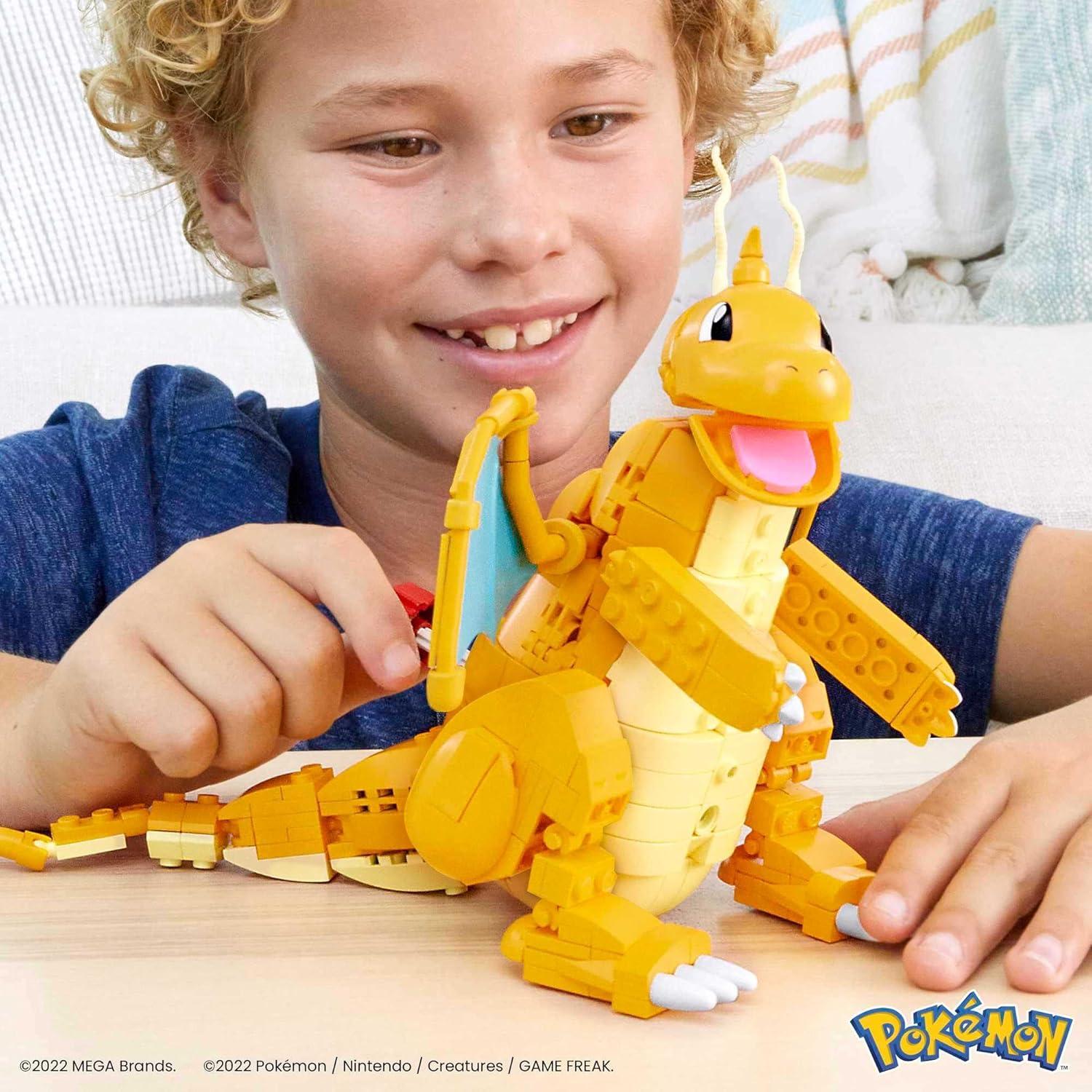 imageMEGA Pokmon Building Toys Set Dragonite with 387 Pieces Articulated and Poseable with Motion 7 Inches Tall for KidsDragonite