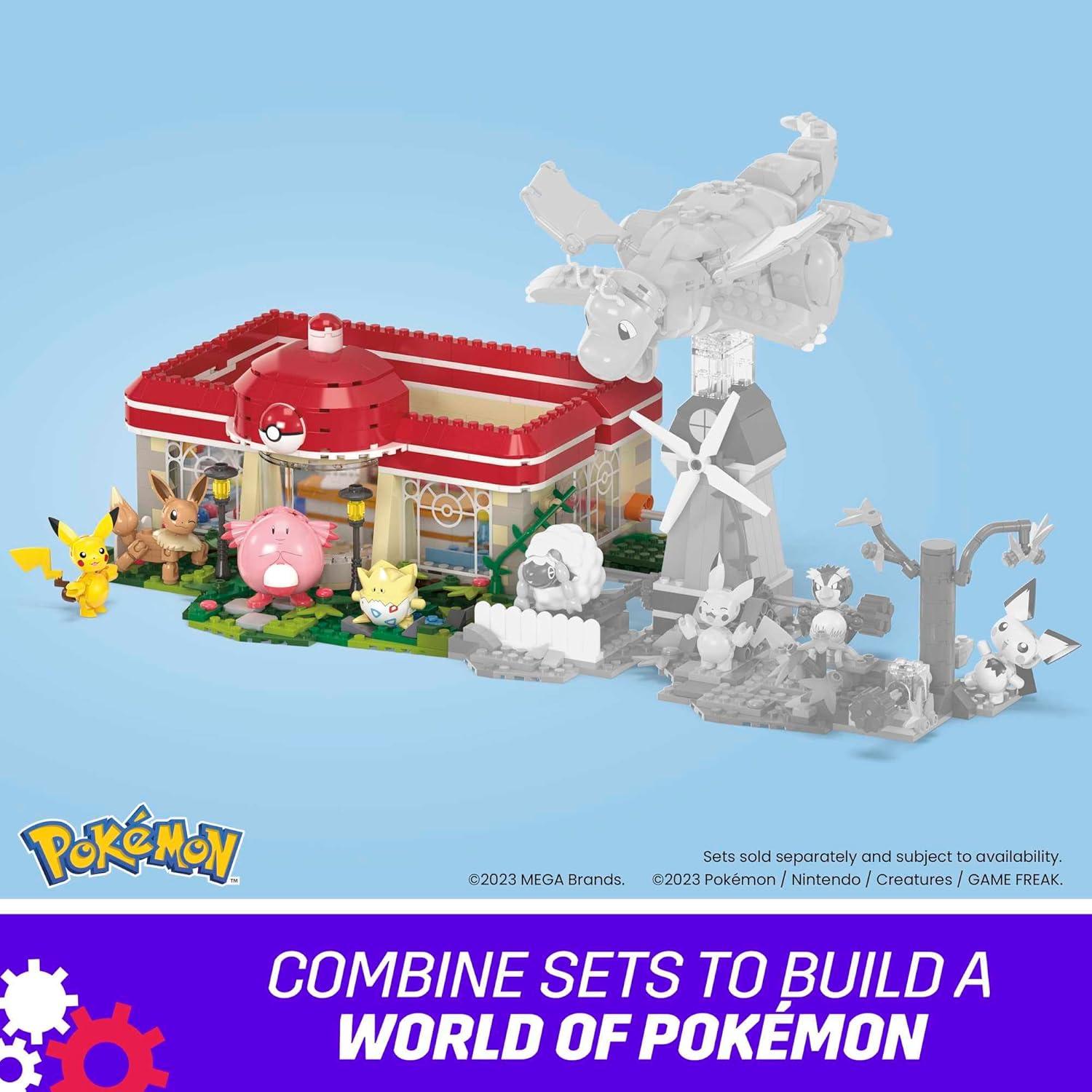 imageMEGA Pokmon Building Toys Set Forest Pokmon Center with 648 Pieces 4 Poseable Characters for KidsMulticolored