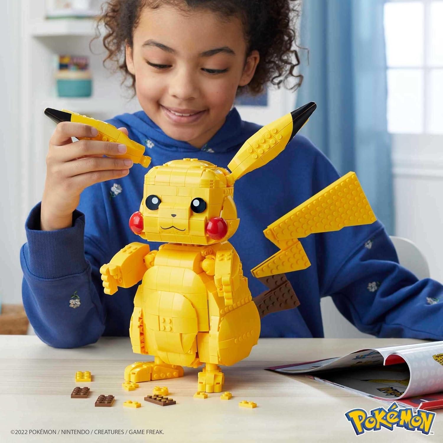 imageMEGA Pokmon Building Toys Set Jumbo Pikachu with 806 Pieces Articulated and Poseable 12 Inches Tall for KidsJumbo Pikachu