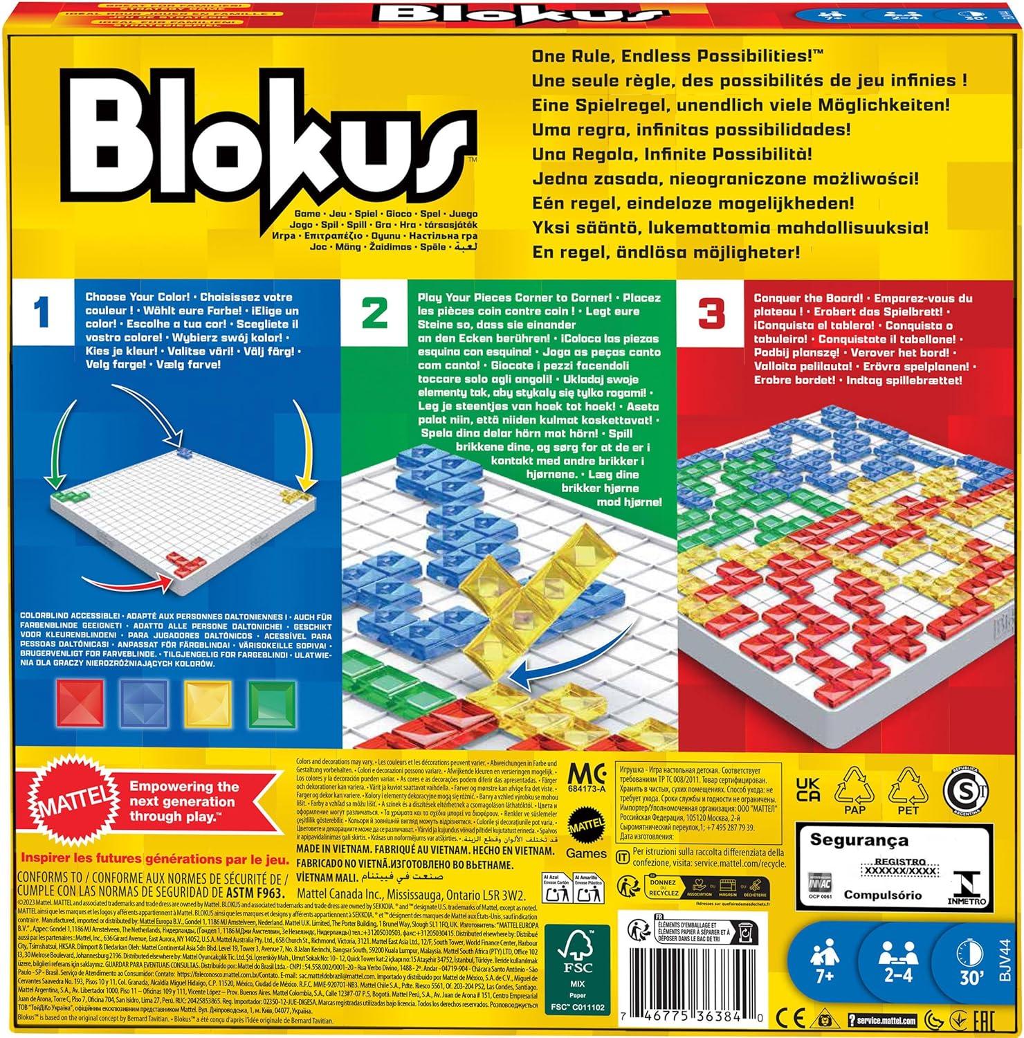 imageMattel Games Blokus XL Board Games for Family Night Brain Games for 2 to 4 Players Oversized Board and Pieces Amazon ExclusiveBlokus