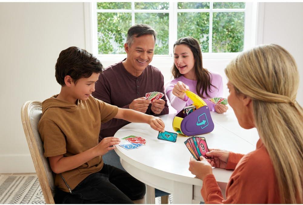 imageMattel Games UNO Attack Jurassic World Domination Card Game for Kids amp Family Night with Dinosaur Card Launcher Lights amp Sounds Amazon ExclusiveFlip Attack