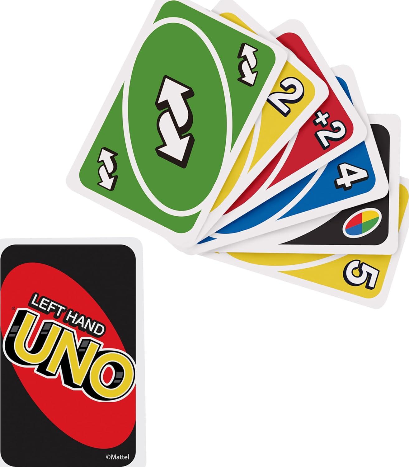 imageMattel Games UNO FLIP Card Game in Storage amp Travel Tin Color Blind Accessible Deck for Kids Adults amp Family Nights amp Parties Amazon ExclusiveUNO Left Hand