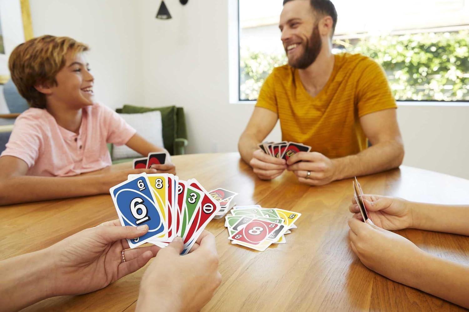 imageMattel Games UNO FLIP Card Game in Storage amp Travel Tin Color Blind Accessible Deck for Kids Adults amp Family Nights amp Parties Amazon ExclusiveUNO Left Hand