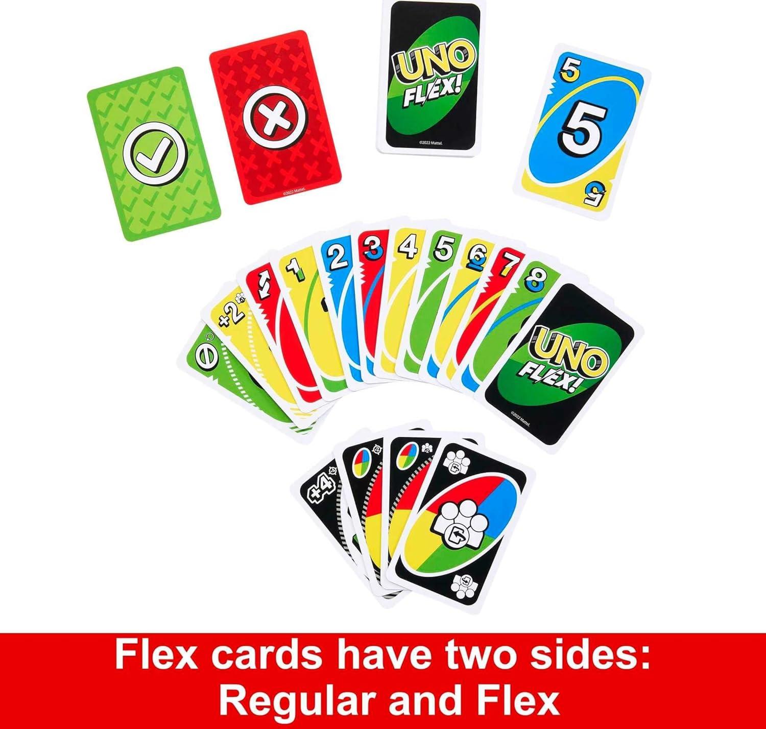 imageMattel Games UNO FLIP Card Game in Storage amp Travel Tin Color Blind Accessible Deck for Kids Adults amp Family Nights amp Parties Amazon ExclusiveUNO Flex