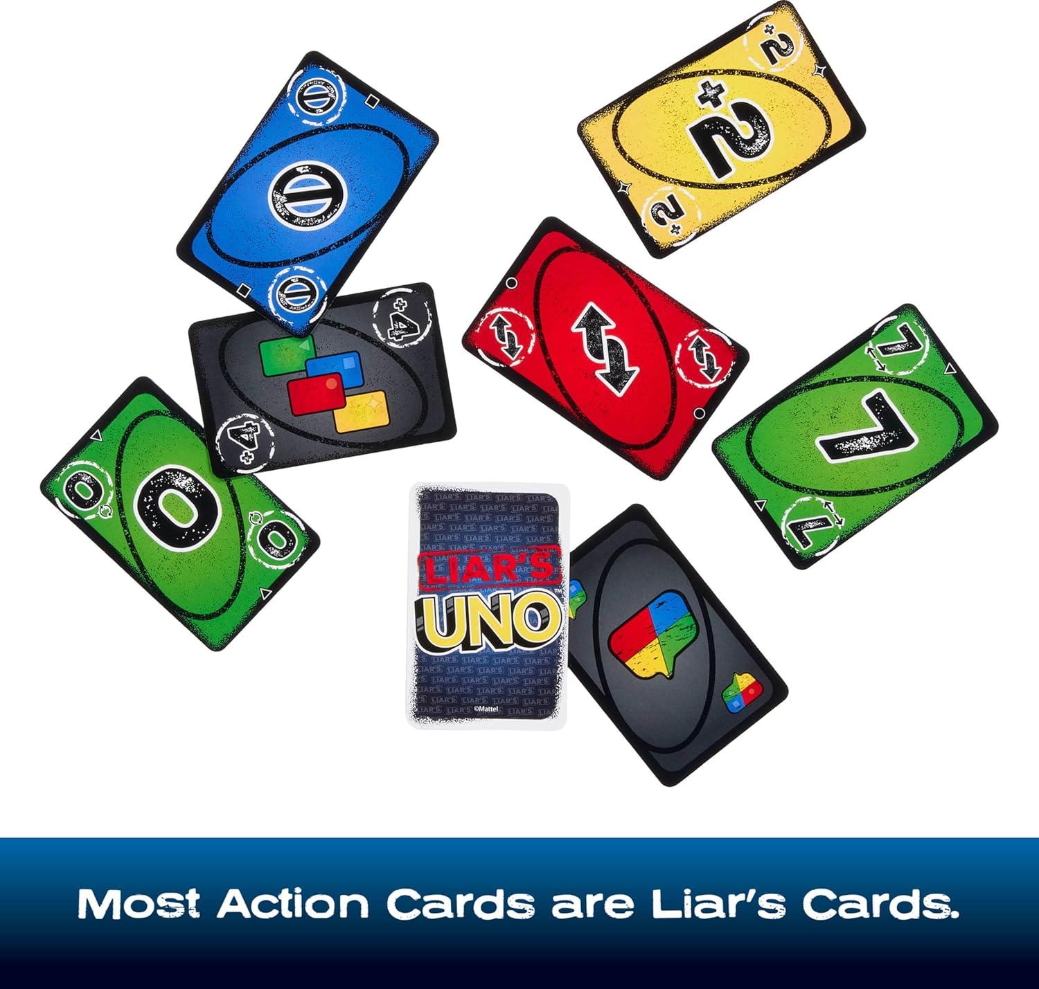 imageMattel Games UNO Show em No Mercy Card Game in Storage amp Travel Tin for Kids Adults amp Family Night with Extra Cards Special Rules amp Tougher Penalties Amazon ExclusiveUNO Liars