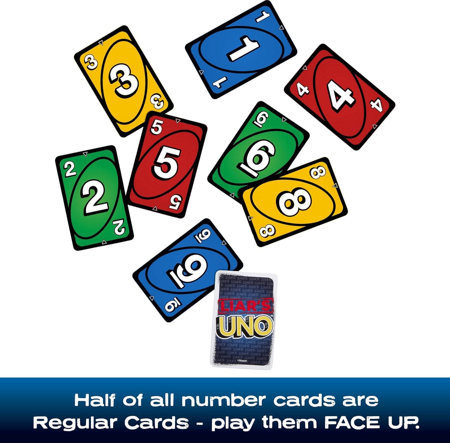 imageMattel Games UNO Show em No Mercy Card Game in Storage amp Travel Tin for Kids Adults amp Family Night with Extra Cards Special Rules amp Tougher Penalties Amazon ExclusiveUNO Liars