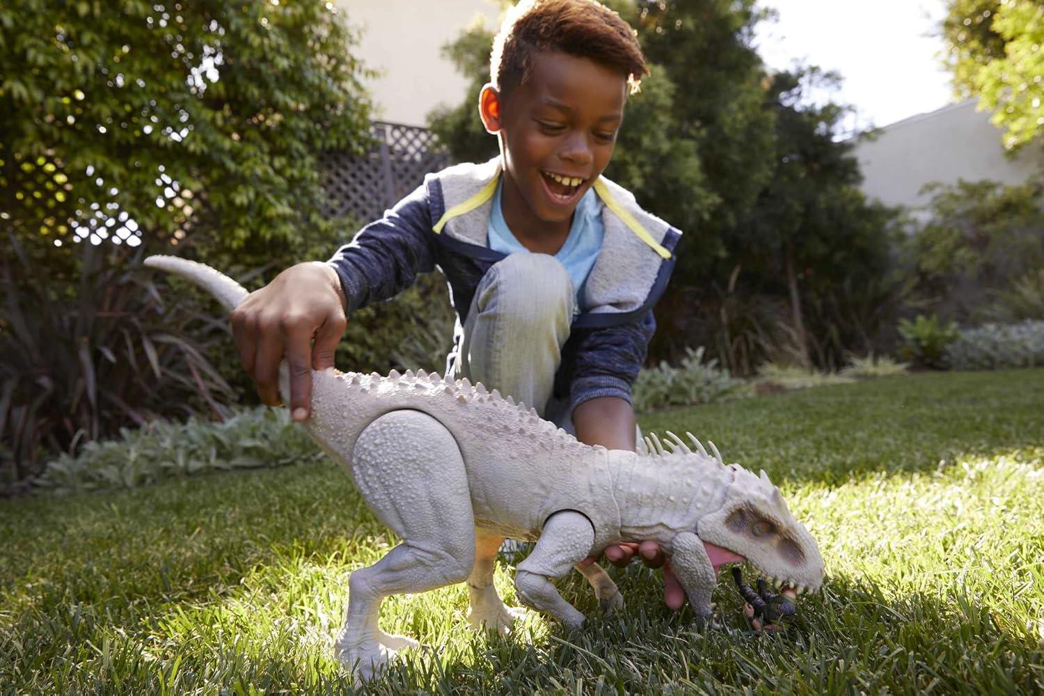 imageMattel Jurassic World Indominus Rex Dinosaur Toy with Lights Sounds amp Motion Camouflage n Battle IRex 21 Inches Long with Digital PlayConvenient