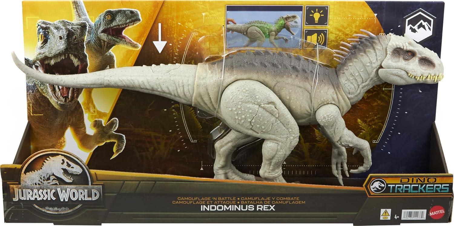 imageMattel Jurassic World Indominus Rex Dinosaur Toy with Lights Sounds amp Motion Camouflage n Battle IRex 21 Inches Long with Digital PlayIndominus Rex
