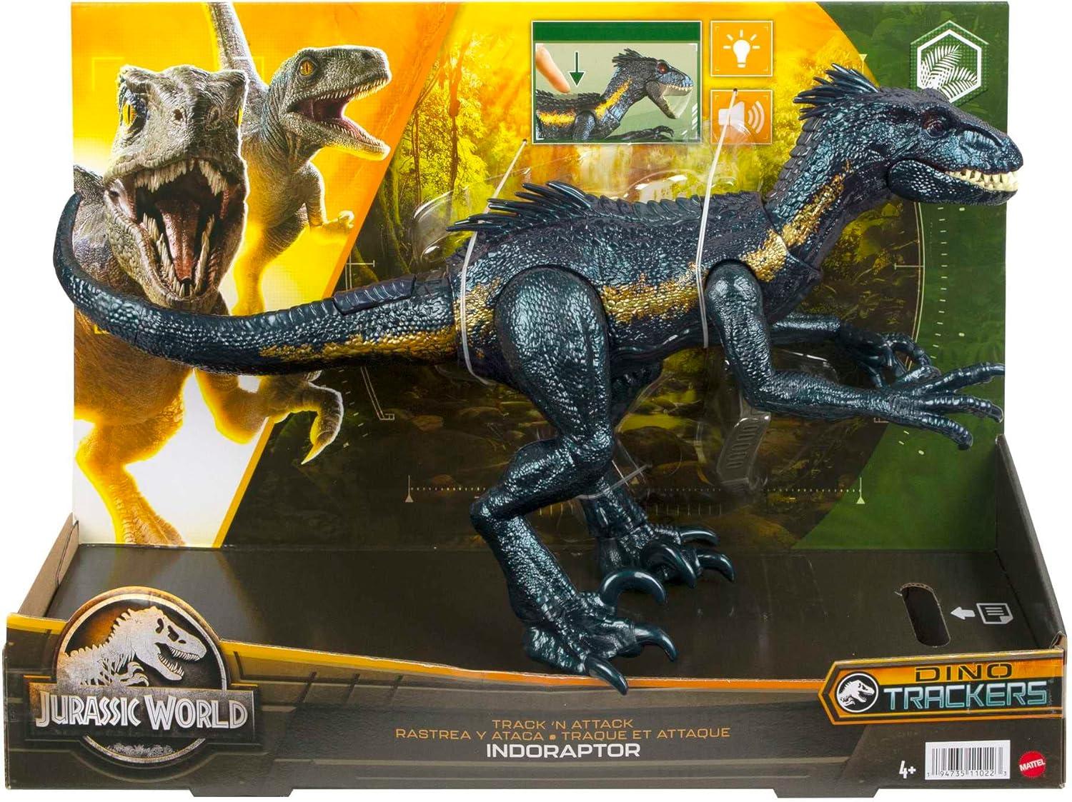 imageMattel Jurassic World Indominus Rex Dinosaur Toy with Lights Sounds amp Motion Camouflage n Battle IRex 21 Inches Long with Digital PlayIndoraptor