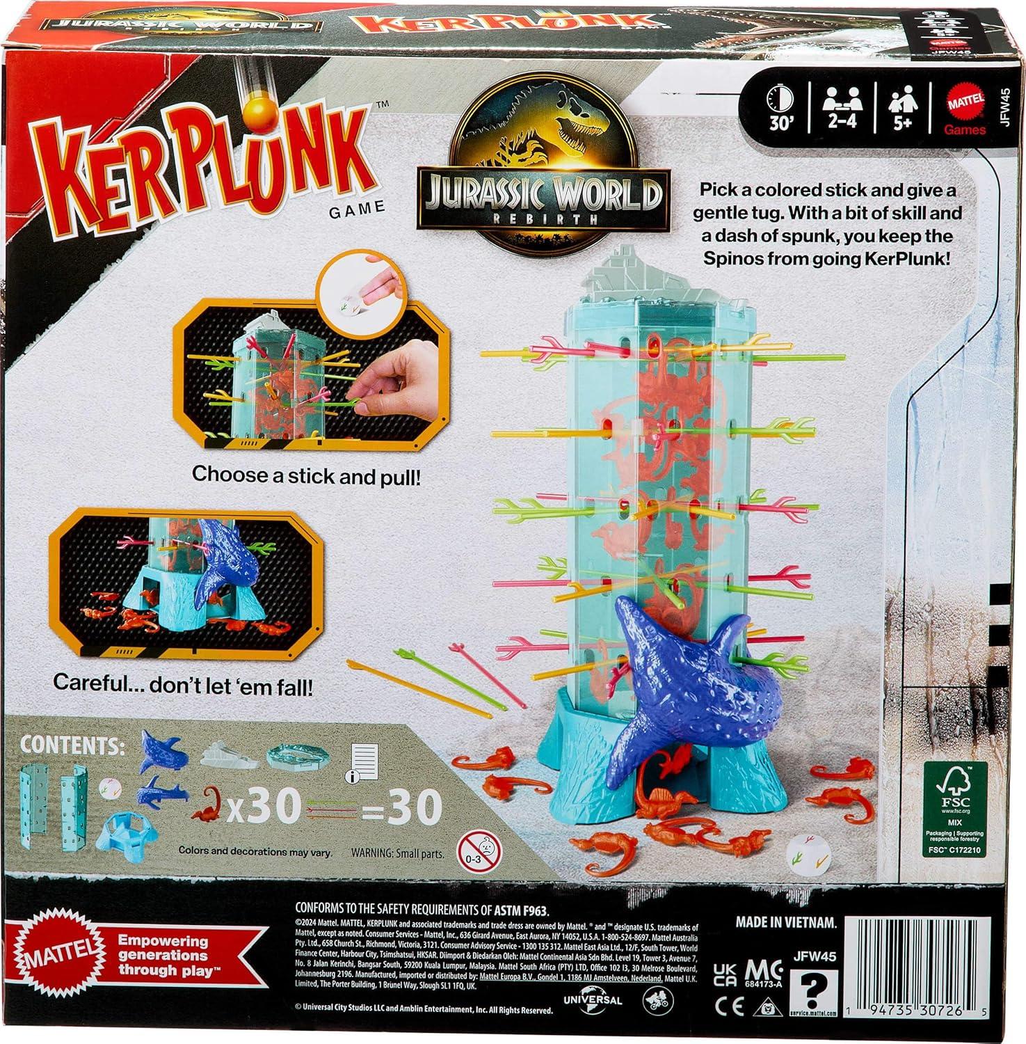 imageMattel KerPlunk Kids Game EasytoLearn Family Game for 2 to 4 Players Dont Let The Marbles FallJurassic World Rebirth